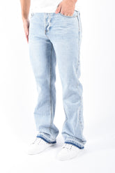 Loose Flare Fit Jeans “Maro” Light Blue Washed Raffled