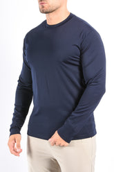 Mercerised Luxe Longsleeve T-shirt Navy Blue