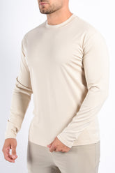 Mercerised Luxe Longsleeve T-shirt Beige