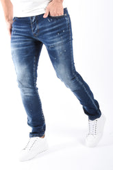 Slim Fit Stretch Jeans “Napoli 2.0” Blue Washed / Splashed