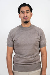 Turtle Neck Knit T-Shirt Taupe
