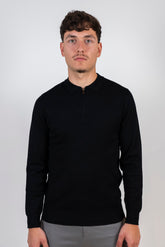 Premium Longsleeve Zip Polo "Lorenzo" Black