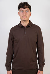 Premium Mercerised Long Sleeve Polo “Toni” Brown