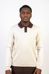 Longsleeve Knit Polo "Marcello" Beige / Brown