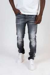 Slim Fit Stretch Jeans Splashed "Napoli" Grey