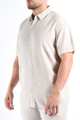 Premium Linnen Short Sleeve Shirt Beige