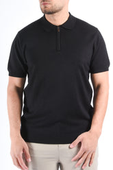 Zip Knit Short Sleeve Polo “Mani” Black