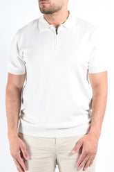 Zip Knit Short Sleeve Polo “Mani” White